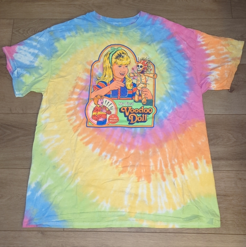 Steven Rhodes "My First Voodoo Doll" Tie Dye Colorful T-shirt Medium